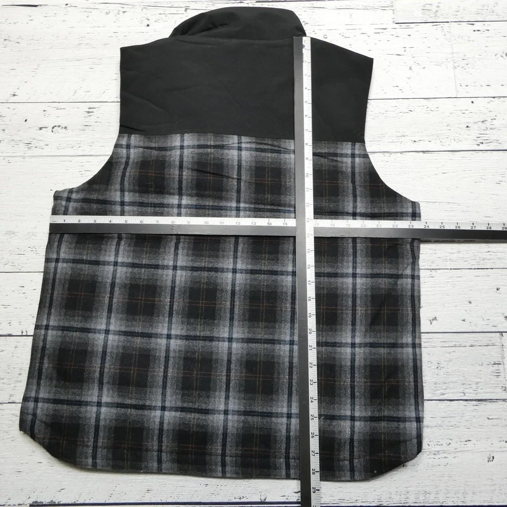 Pendleton Vest Mens Large Black Plaid Wool Quilted Full Zip Insulated Outdoor